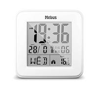 Sveglia digitale wireless con display della temperatura, illuminazione, calendario, compatta e stabile, colore: nero, modello: 25594