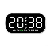 Sveglia elettronica multifunzione con display a LED, data e temperatura, modalità di risparmio energetico attivata sulla batteria, compatibile con alimentatore esterno (bianco)