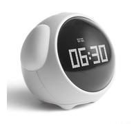 Sveglia elettronica per bambini con funzioni interattive tra cui controllo vocale e modalità snooze (bianco)