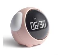 Sveglia elettronica per bambini con funzioni interattive, tra cui controllo vocale e modalità snooze (rosa)