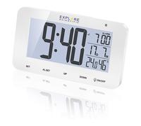Explore Scientific RDC1004 Orologio radiocontrollato da tavolo con display retroilluminato a LED Bianco, Allarme & Snooze, Bianco, con Batterie
