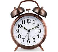 Sveglia forte per adulti che dormono pesanti, sveglia in metallo con doppia campana da 10 cm, funzionamento a batteria, per camera da letto, silenziosa, senza ticchettio, regalo per il rientro a