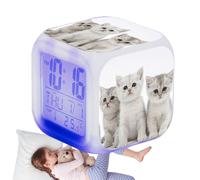 Sveglia Gatto per Bambini, Orologio da Tavolo cubo Digitale LED, Display elettronico di Luce Colorata | Accessorio di cronometraggio 8 x 8 x 8 cm per Sala da Pranzo, Soggiorno, Camera da
