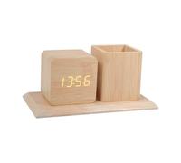Sveglia in legno con display a LED e portapenne integrato Caratteristiche Controllo vocale Schermo illuminato Display della data Display creativo in legno cancelleria orologio