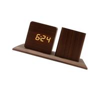 Sveglia in legno con display a LED e portapenne integrato Caratteristiche Controllo vocale Schermo illuminato Display della data Display creativo in legno cancelleria orologio