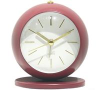 Sveglia in metallo con movimento silenzioso e suono forte per chi dorme pesante, luce notturna, design moderno e minimalista sferico per scrivania della camera da letto, verde smeraldo (rosso)