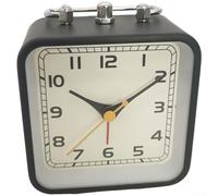 Sveglia in metallo quadrata da 8,9 cm con attivazione della luce notturna e movimento silenzioso per un sonno indisturbato (puntatore grande nero)