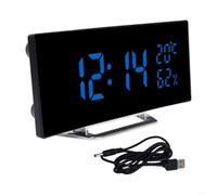 Sveglia intelligente con schermo curvo e display personalizzabile, letture meteo in tempo reale per il tuo comfort (blu)