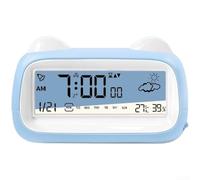 Sveglia LCD trasparente ricaricabile USB con calendario, conto alla rovescia, sensore di temperatura e umidità per un display accurato dell'ora e dell'ambiente (blu)