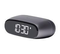 Lexon MINUT - Mini sveglia compatta con display LCD VA Pure Black, controllo touch, funzione snooze e retroilluminazione, batteria ricaricabile, finitura in alluminio, colore: grigio metallizzato