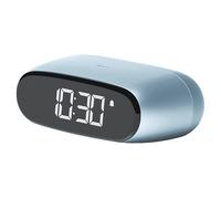 Lexon MINUT - Mini sveglia compatta con display LCD VA Pure Black, controllo touch, funzione snooze e retroilluminazione, batteria ricaricabile, finitura in alluminio, colore: blu chiaro