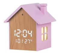 Lowell Orologio Casetta Sveglia Digitale a Led 9 x 10 x 7,5 Cm Rosa