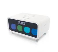 METRONIC 477029 - Sveglia con caricatore senza fili per induzione, effetti luminosi e tasti tattili, colore: Bianco