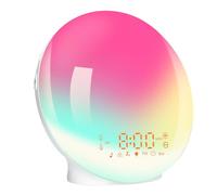Sveglia luminosa, sveglia con luce per simulare l'alba e il tramonto, sveglia per bambini con doppio allarme e funzione snooze, sveglia con luce 11 colori, 7 suoni naturali, funzione radio FM