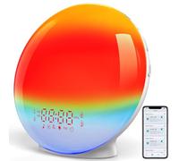 Sveglia Luminosa Wake Up Light,Sunrise Alarm Clock con Simulazione Alba e Tramonto Controllo APP, Sveglia da Comodino con 11 Colori, 20 Livelli di Luminosità,7 Suoni Naturali,Radio FM,4 Allarmi,Snooze
