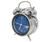 Sveglia meccanica a doppia campana in metallo con luce notturna per dormienti pesanti, bambini e camere da letto, alimentata a batteria, funzionamento silenzioso senza ticchettio, arancione, blu