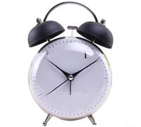 Sveglia meccanica a forma di tamburo con silenziosa luce notturna per un uso comodo senza presa di corrente (bianco)