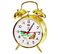 Sveglia meccanica/analogica in metallo color oro con gallina, quadrante da 10 cm, idea regalo