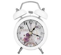 Sveglia Meccanica Silenziosa con Design Retro Parigi, Sveglia da Comodino a Batteria con Numeri Romani e Doppia Campana, Ideale per Camera da Letto, Ufficio, Viaggio, con Luce Notturna