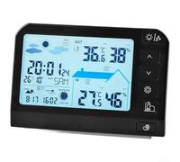 Sveglia meteo, schermo LCD a colori con temperatura esterna interna e umidità, stazione di previsione, orologio per camera da letto (777 nero)