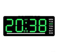 Sveglia moderna a LED con visualizzazione della data e della temperatura, configurazione doppia sveglia e controllo della luminosità a 5 livelli per il posizionamento del comodino (verde)