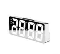 Sveglia moderna con display a LED trasparente e funzione snooze, formato orario 12/24 ore per uso quotidiano (bianco)