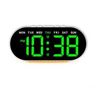 Sveglia multifunzione con ampio display a LED, misurazione della temperatura, luce ambientale personalizzabile, indicatore del giorno e data integrata per una programmazione efficace (luce verde)