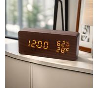 Sveglia Multifunzione in Legno con Termometro Igrometro Alimentazione USB [EEK: A]