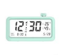 Sveglia multipla con sensore di luce intelligente, display LCD per ora, temperatura e umidità, progettata per l'uso e la pianificazione degli studenti (verde)