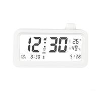 Sveglia multipla con sensore di luce intelligente, display LCD per ora, temperatura e umidità, progettata per l'uso e la pianificazione degli studenti (bianco)