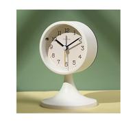 Sveglia Piccolo Orologio Silenzioso Senza squillo con Numeri Arabi, Sveglia da Tavolo con Luce Notturna(White)