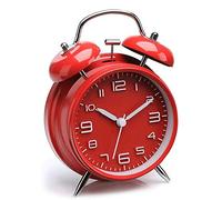 sveglia, Quadrante 3D con struttura in metallo e funzione di retroilluminazione - Sveglia da comodino creativa for camera letto alimentata a batteria(Red)