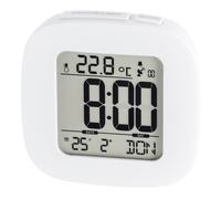 Hama - Sveglia da viaggio radiocontrollata RC45, calendario, indicazione della temperatura, bianco