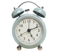 Sveglia retrò a doppia campana, a batteria, in metallo, con display luminoso, silenziosa, senza ticchettio, per camera da letto (verde)