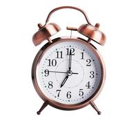 Sveglia retrò classica Sveglia da comodino vecchio stile con la campana gemellata di non ticchettio Vintage Sveglia analogica al quarzo silenziosa con luce notturna per camera da letto marrone