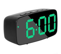 Sveglia silenziosa con controllo vocale, grande display a LED, con ora, data, temperatura, sveglia, calendario, multifunzione, per comodino, scrivania, 12 x 4 x 6 cm (verde)