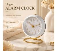 Sveglia silenziosa e senza ticchettio in metallo con funzione di snooze e luce notturna, adatta per chi dorme profondamente, piccolo orologio da comodino/scrivania simulato, orologio al quarzo silenzi