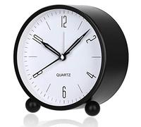 Sveglia, sveglia analogica senza ticchettio, con luce notturna calda, sveglia da comodino silenziosa, alimentata a batteria, design semplice ed elegante per scrivania e camera da letto (nero)