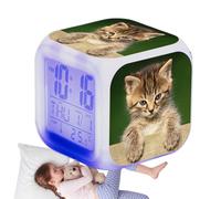 Sveglia, Sveglia Gatto per | Orologio da Scrivania Digitale Cube, Sveglia Elettronico Colorato, Orologio per Amanti dei Gatti, Grande Schermo, per Sala Classe, Camera da Letto