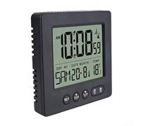 Sveglia touch con ampio schermo LCD che mostra ora, data, settimana, temperatura, supporta inglese, tedesco, olandese, italiano, spagnolo, danese, (nero)