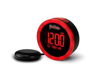 Sveglia Vibrante per non Udenti con Allarme Sonoro a 95dB e Flash Luminoso - Geemarc WAKE 'N' SHAKE Dynamite Sveglia Anche chi ha il Sonno Pesante - Porta di Ricarica USB - Versione IT
