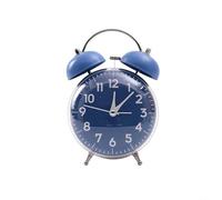 Sveglia vintage a doppia campana con retroilluminazione, silenziosa, senza ticchettio, sveglia forte per casa, ufficio, camera da letto, struttura in metallo (blu)