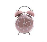Sveglia vintage a doppia campana con retroilluminazione, silenziosa, senza ticchettio, sveglia forte per casa, ufficio, camera da letto, struttura in metallo (rosso chiaro)