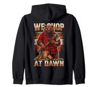 Svegliati all'alba Lumberjack Bear Forest Axe Felpa con Cappuccio