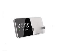 Sveglie con ricarica wireless, Sveglia a LED con caricatore wireless ad aspirazione magnetica con interfaccia di tipo C, Orologio digitale per comodino (Bianca)