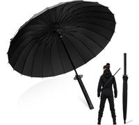 SVELNIO Ombrello a Katana Grande Samurai con Manico Lungo Nero Ombrello Resistente con 24 Costole