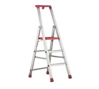 Svelt Scala Alluminio 3 Gradini Professionale con Parapetto, Maniglione, Porta Attrezzi, Ampia Piattaforma Zigrinata ed Evoluto Sistema di Ribordatura Automatica