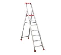 Svelt Scala Alluminio 7 Gradini con Parapetto, Maniglione Porta Attrezzi, Ampia Piattaforma Zigrinata ed Evoluto Sistema di Ribordatura Automatica