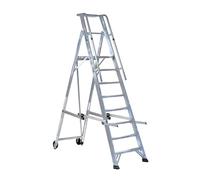 Svelt Scala Doppia Professionale in Alluminio con Piattaforma Ampia, Guarda-Corpo e Ruote - Certificata, Portata 150 kg (8 Gradini)