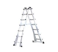 Svelt Scala in Alluminio Telescopica Professionale a Cavalletto, 7+7 gradini Allungabile fino a 14+14 gradini, Altezza di Lavoro fino a 5,40m